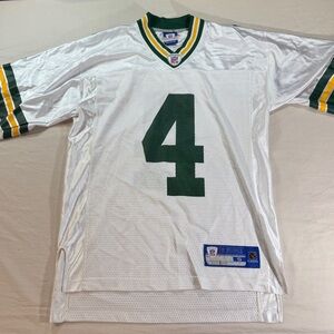 Vtg Reebok Equipment Green Bay Packers Brett Favre #4 White Jersey Size S NFL